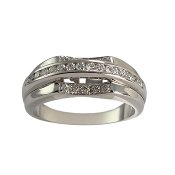 Bague d'occasion or 750 blanc diamants