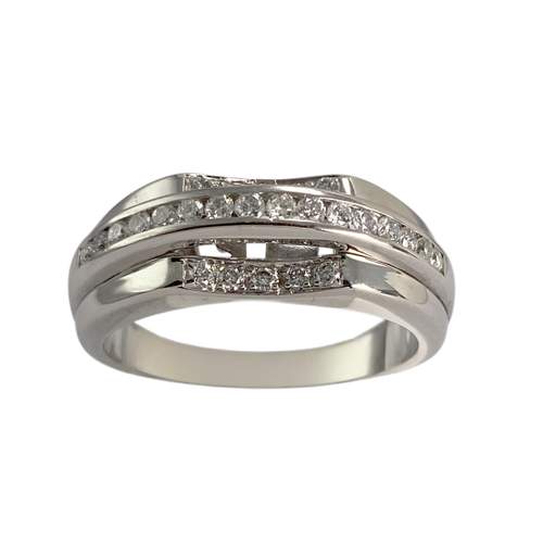 Bague d'occasion or 750 blanc diamants