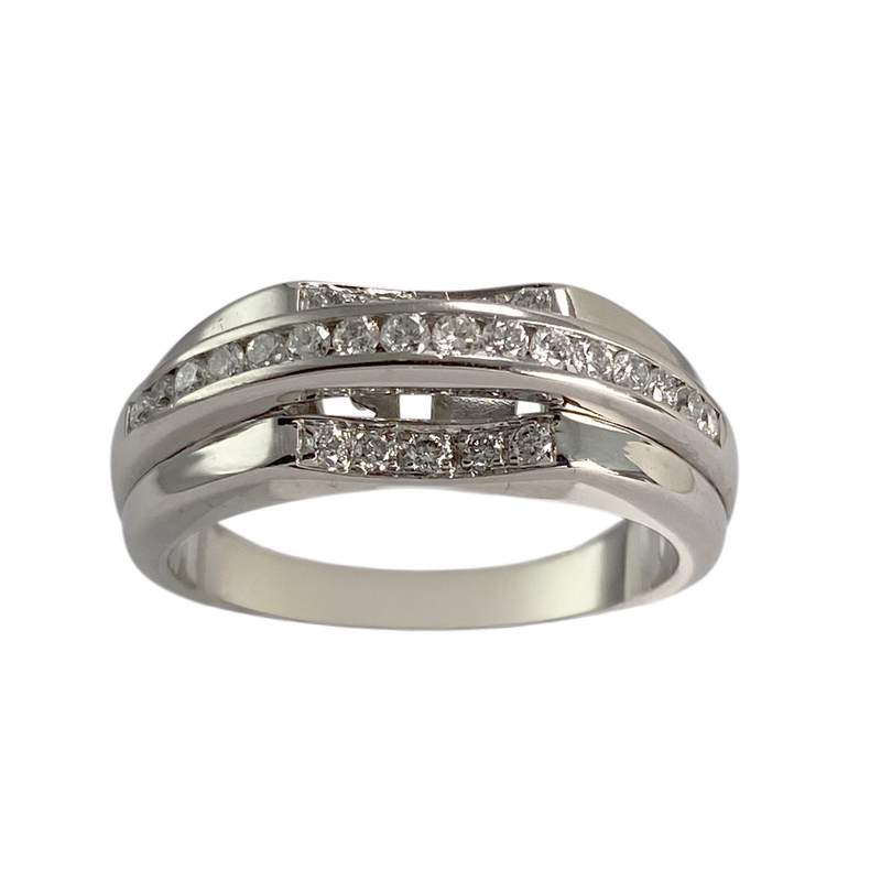 Bague d'occasion or 750 blanc diamants - vue 1