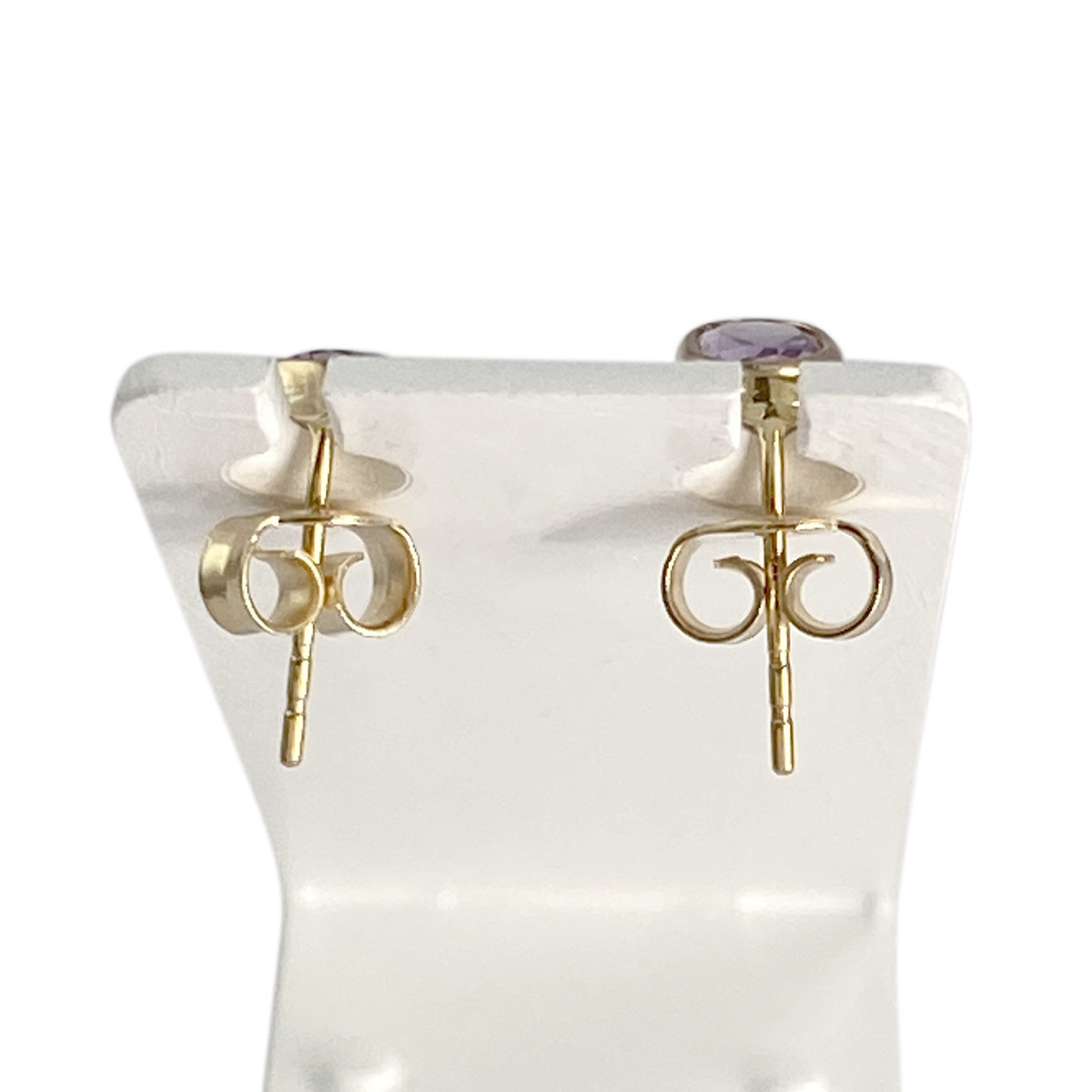 Boucles d'oreilles d'occasion or 750 jaune améthystes - vue 3