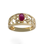 Bague d'occasion or 750 jaune diamants et rubis - vue 1
