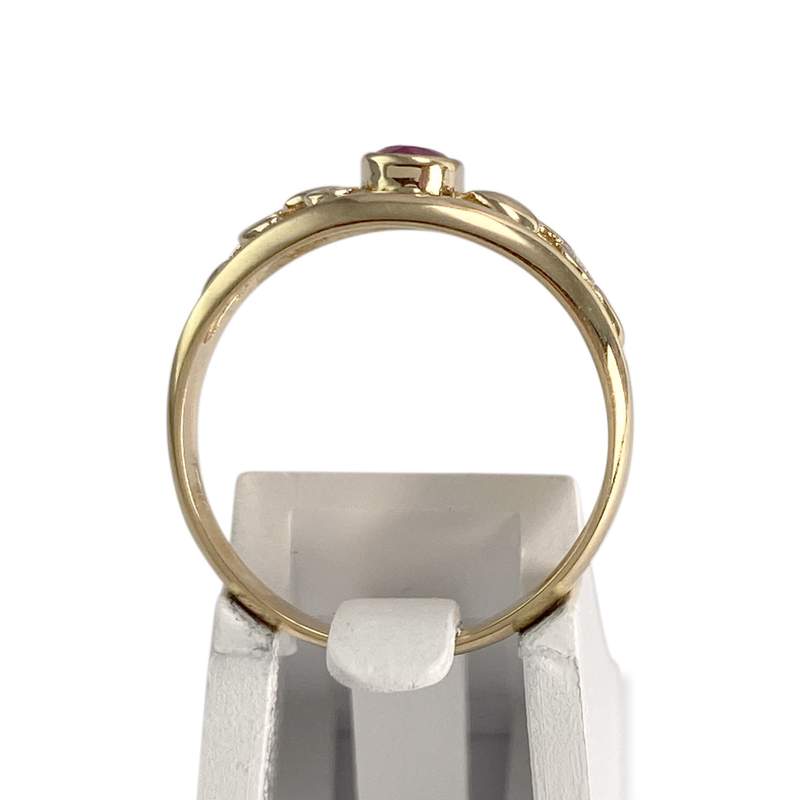 Bague d'occasion or 750 jaune diamants et rubis - vue 3