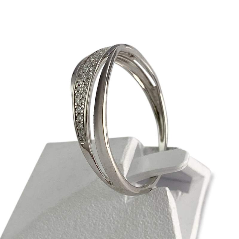 Bague d'occasion or 375 blanc diamants - vue 2