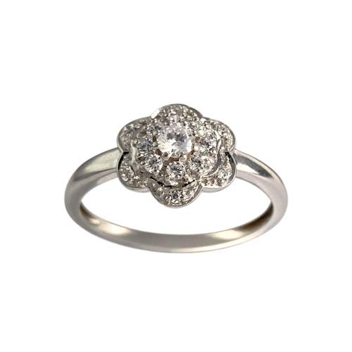 Bague d'occasion or 375 blanc zirconias