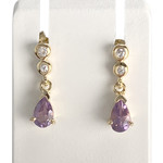 Boucles d'oreilles d'occasion or 750 jaune améthystes et zirconias - vue 1