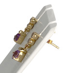 Boucles d'oreilles d'occasion or 750 jaune améthystes et zirconias - vue 2