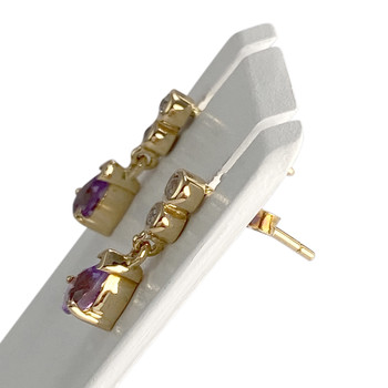 Boucles d'oreilles d'occasion or 750 jaune améthystes et zirconias