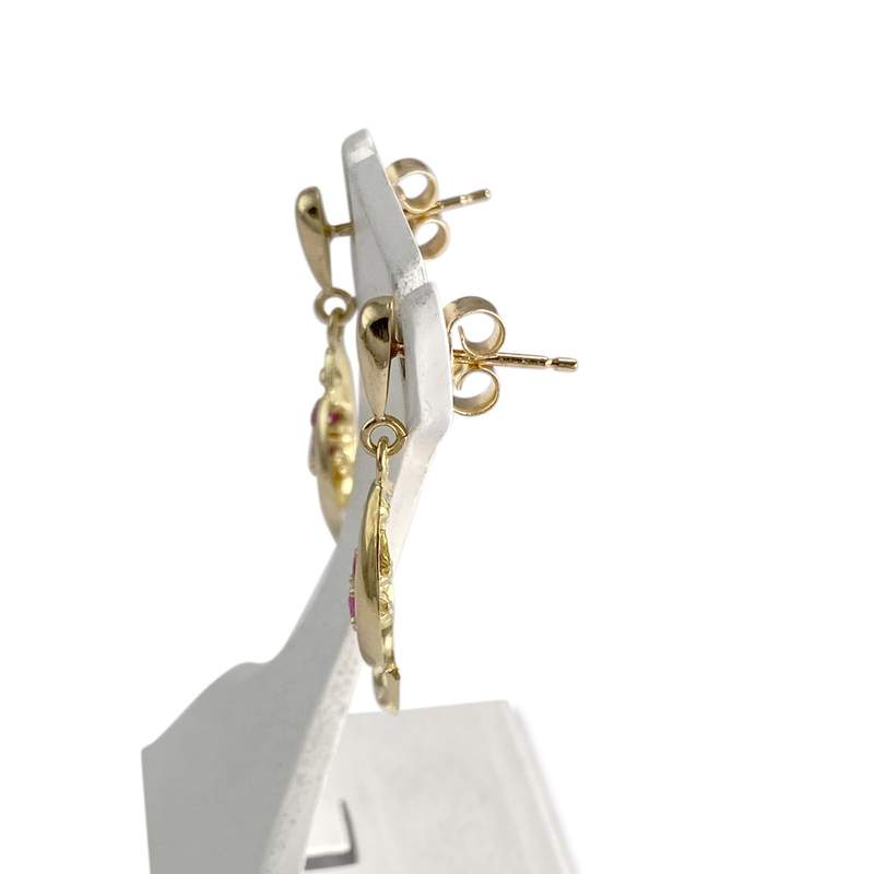 Boucles d'oreilles d'occasion or 750 jaune rubis - vue 2