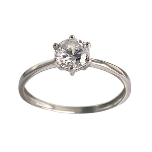 Pre-owned 750 white gold solitaire ring with cubic zirconia