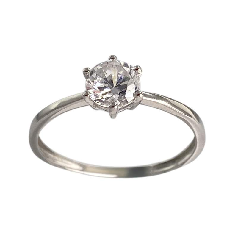 Solitaire d'occasion or 750 blanc zirconia - vue 1