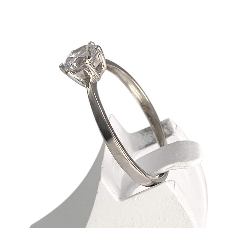 Solitaire d'occasion or 750 blanc zirconia - vue 2