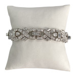 Bracelet d'occasion platine gris maille fantaisie diamants - vue 1