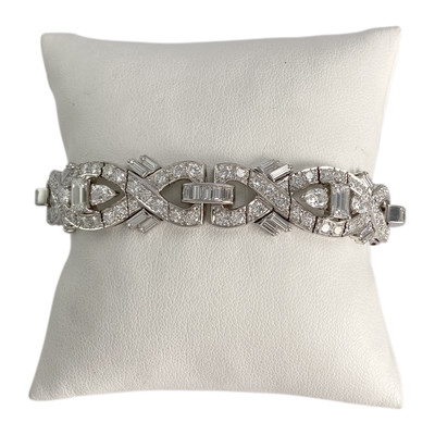 Bracelet d'occasion platine gris maille fantaisie diamants