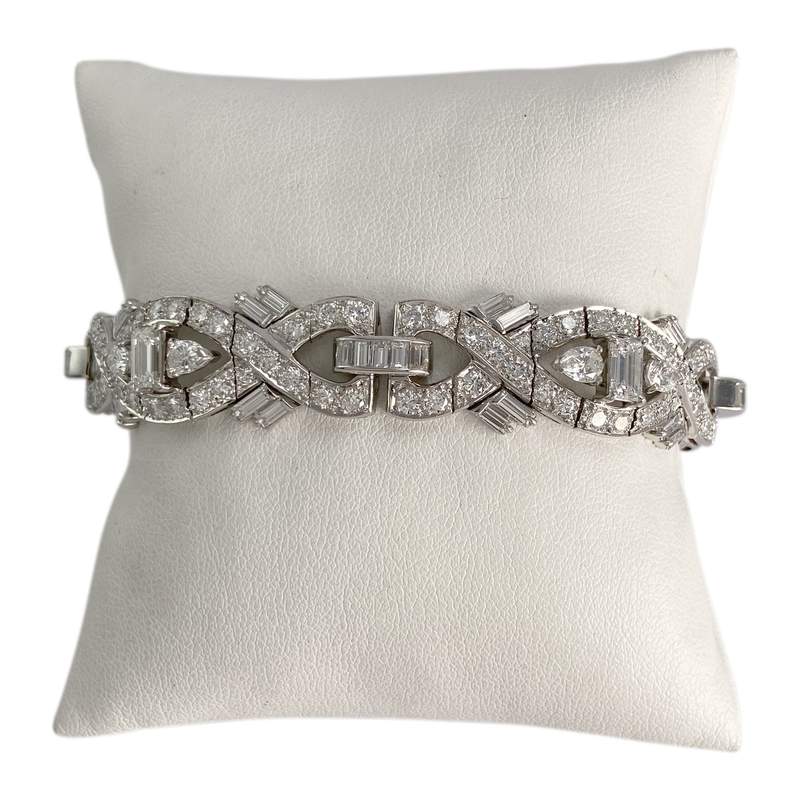 Bracelet d'occasion platine gris maille fantaisie diamants - vue 1