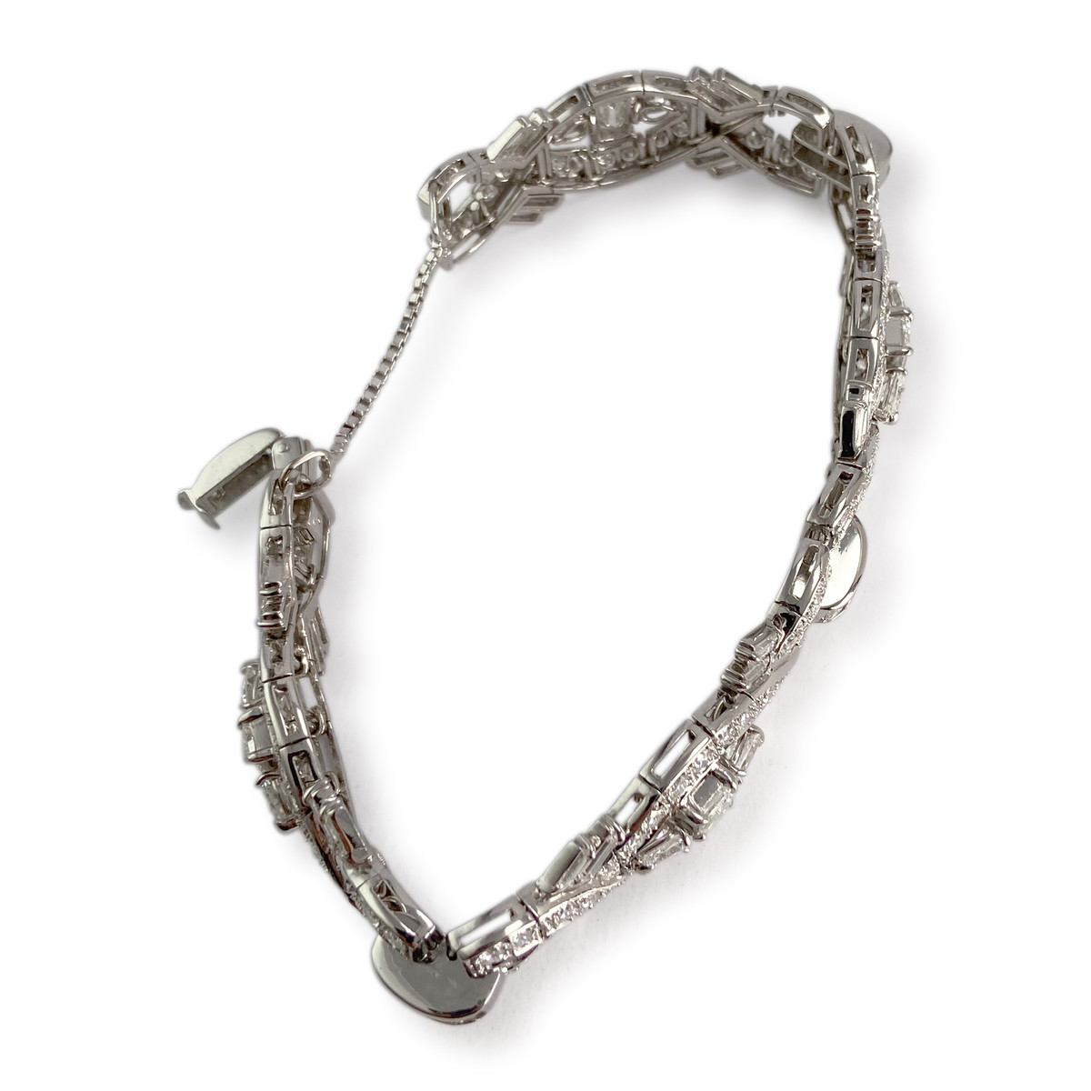 Bracelet d'occasion platine gris maille fantaisie diamants - vue 2