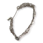 Bracelet d'occasion platine gris maille fantaisie diamants - vue 2