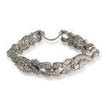 Bracelet d'occasion platine gris maille fantaisie diamants - vue 3