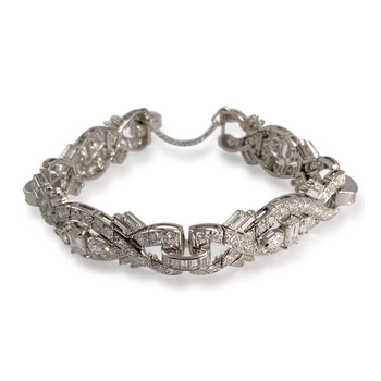 Bracelet d'occasion platine gris maille fantaisie diamants