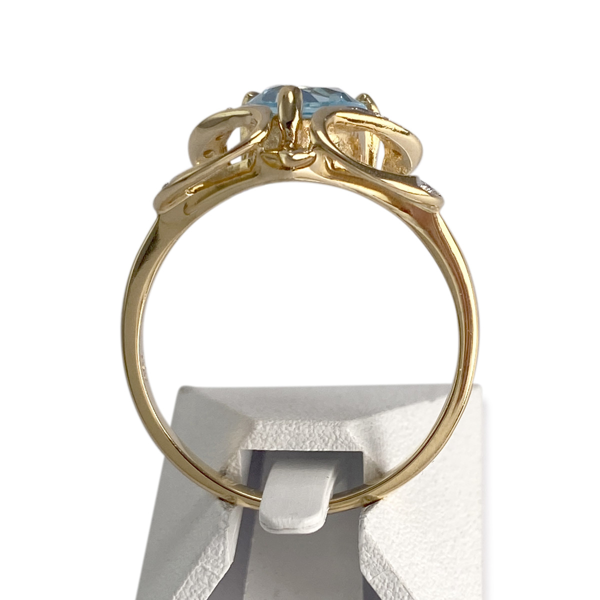 Bague d'occasion or 750 2 tons diamant topaze bleue traitée - vue 3