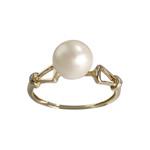 Bague d'occasion or 375 jaune perle de culture et diamants - vue 1