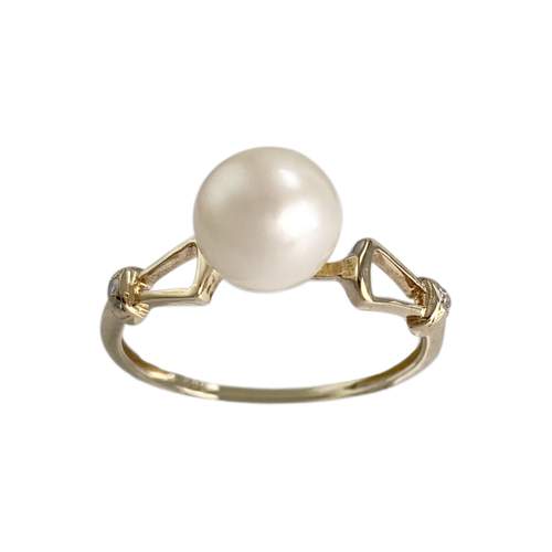 Bague d'occasion or 375 jaune perle de culture et diamants