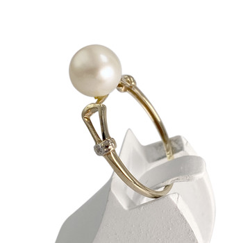 Bague d'occasion or 375 jaune perle de culture et diamants