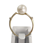 Bague d'occasion or 375 jaune perle de culture et diamants - vue 3