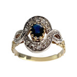 Bague d'occasion 2 ors 750 diamant saphir - vue 1