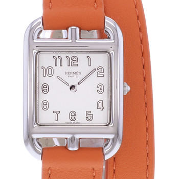 Montre d'occasion HERMES Cape Cod femme quartz bracelet cuir cresus