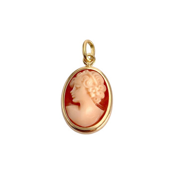 Second-hand 750 yellow gold camee pendant