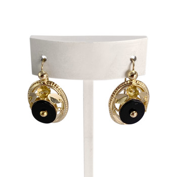 Boucles d'oreilles d'occasion or 750 jaune onyx