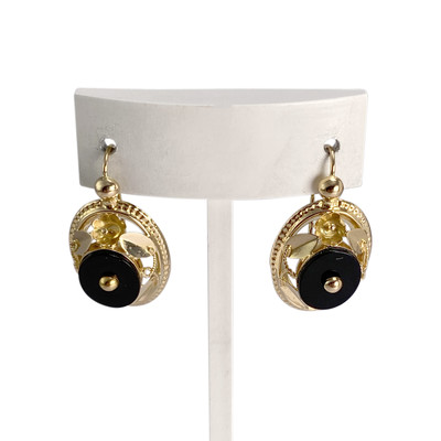 Boucles d'oreilles d'occasion or 750 jaune onyx