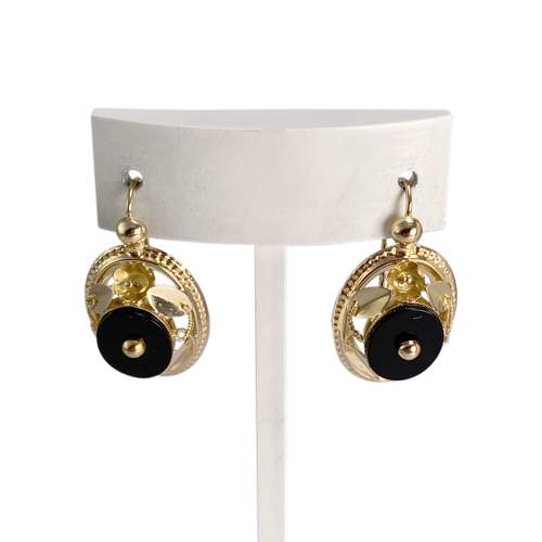 Boucles d'oreilles d'occasion or 750 jaune onyx