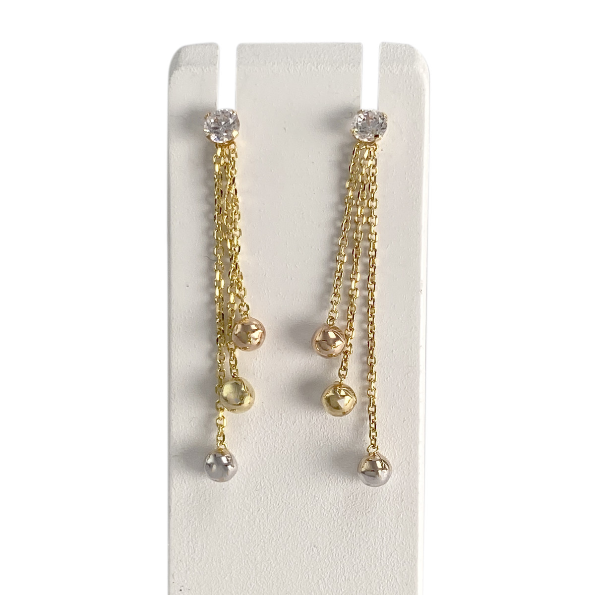 Boucles d'oreilles d'occasion or 750 3 tons zirconias - vue 2