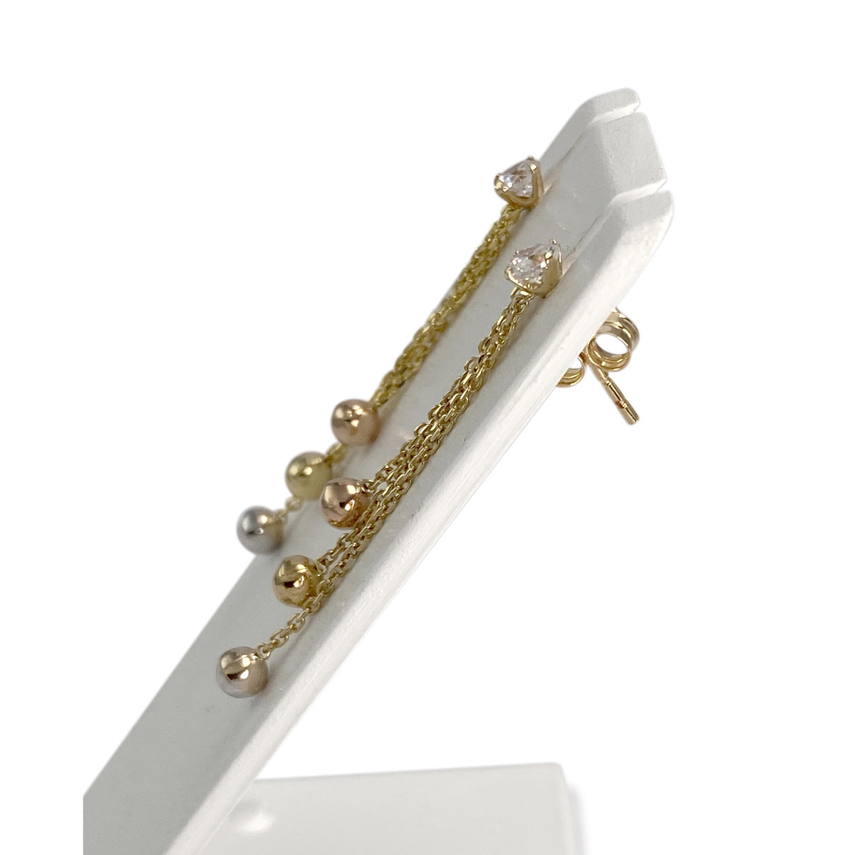 Boucles d'oreilles d'occasion or 750 3 tons zirconias - vue 3