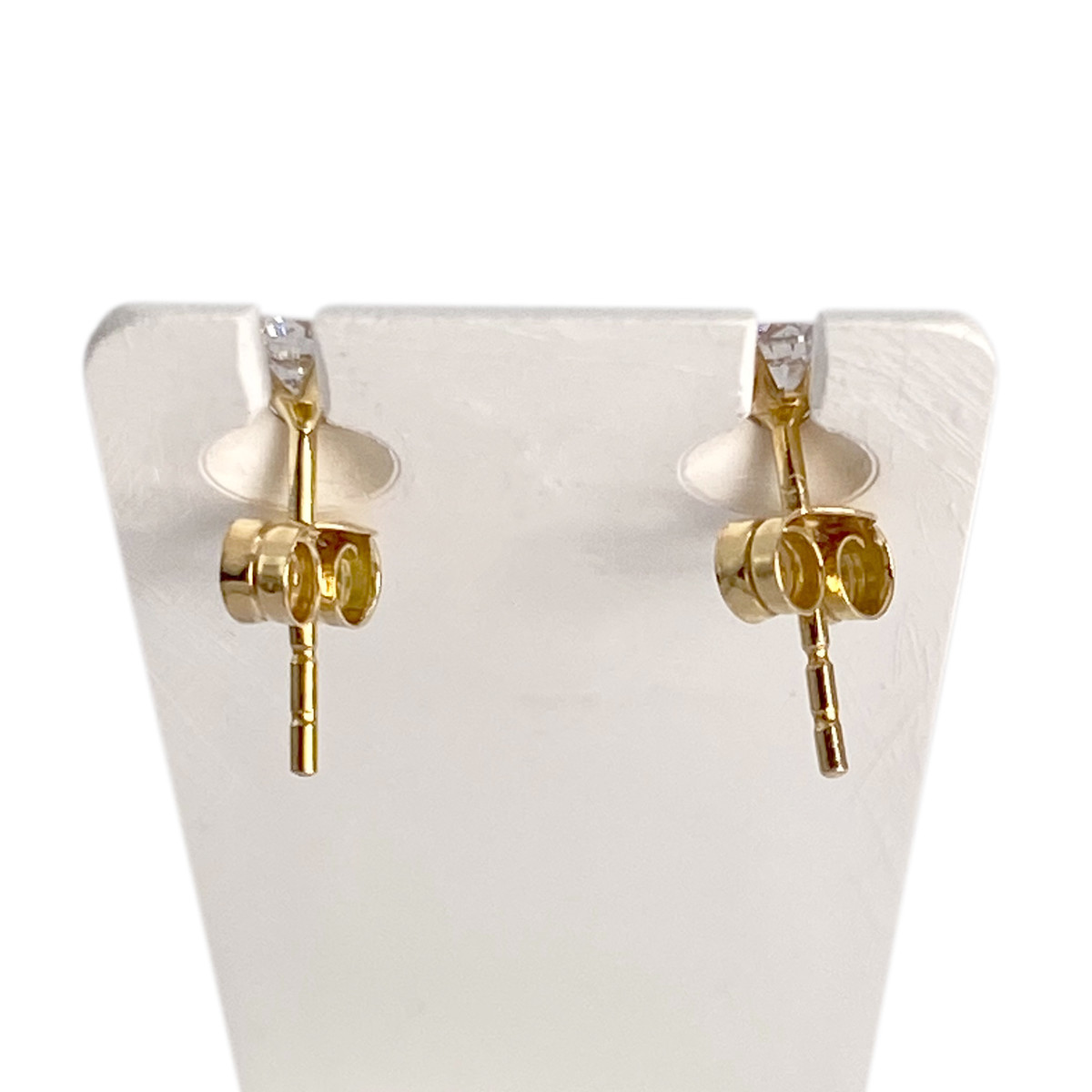 Boucles d'oreilles d'occasion or 750 3 tons zirconias - vue 4