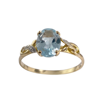 Bague d'occasion or 750 2 tons topaze bleue traitée