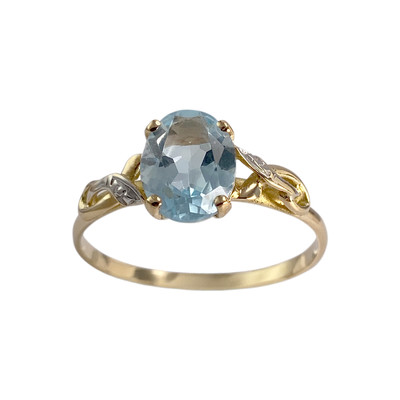 Bague d'occasion or 750 2 tons topaze bleue traitée - vue 1
