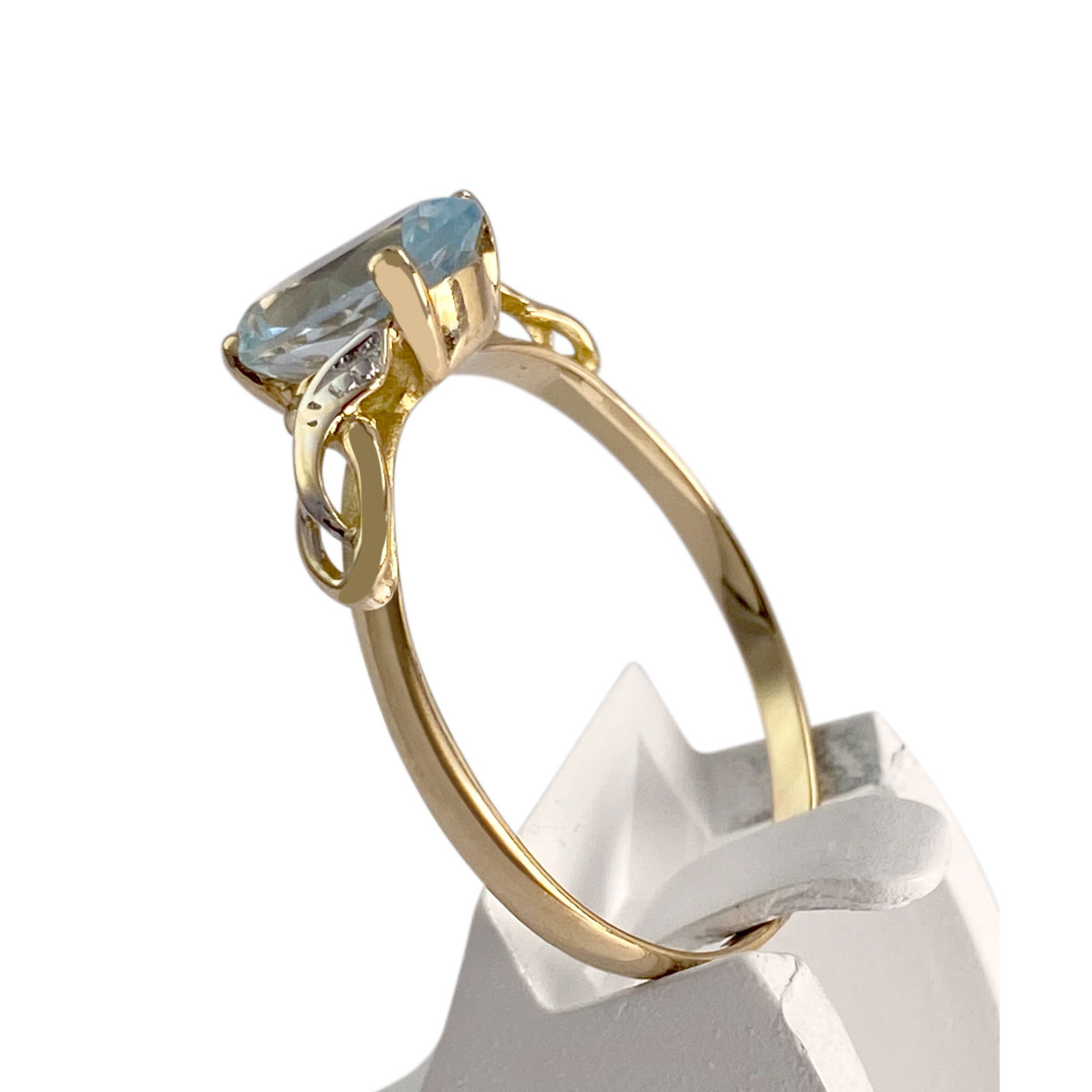 Bague d'occasion or 750 2 tons topaze bleue traitée - vue 2