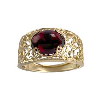 Tweedehands ring van 375 geelgoud met granaat