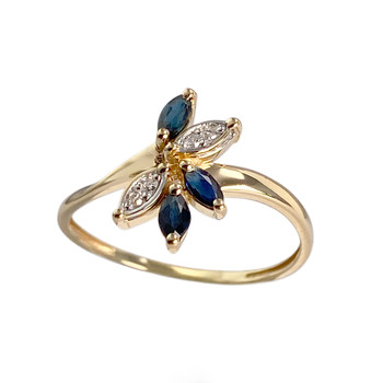 Bague d'occasion or 750 jaune saphir diamant