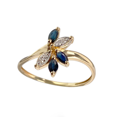 Bague d'occasion or 750 jaune saphir diamant - vue 1