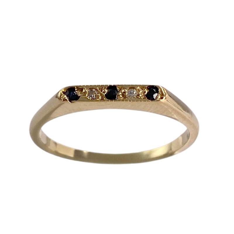 Bague d'occasion or 750 jaune diamants saphirs - vue 1