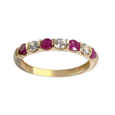 Bague d'occasion or 750 jaune rubiszirconias