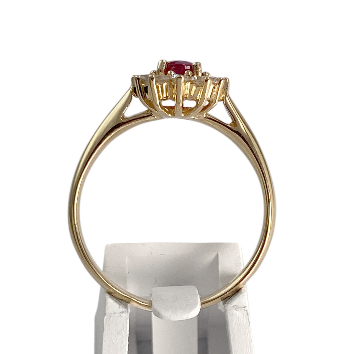 Bague d'occasion or 750 jaune fleur diamants rubis - vue 3