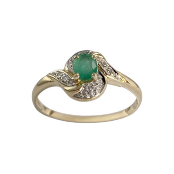 Bague d'occasion  or 750 2 tons diamants émeraude