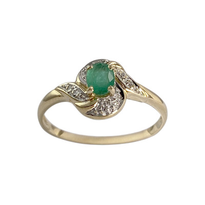 Bague d'occasion  or 750 2 tons diamants émeraude - vue 1
