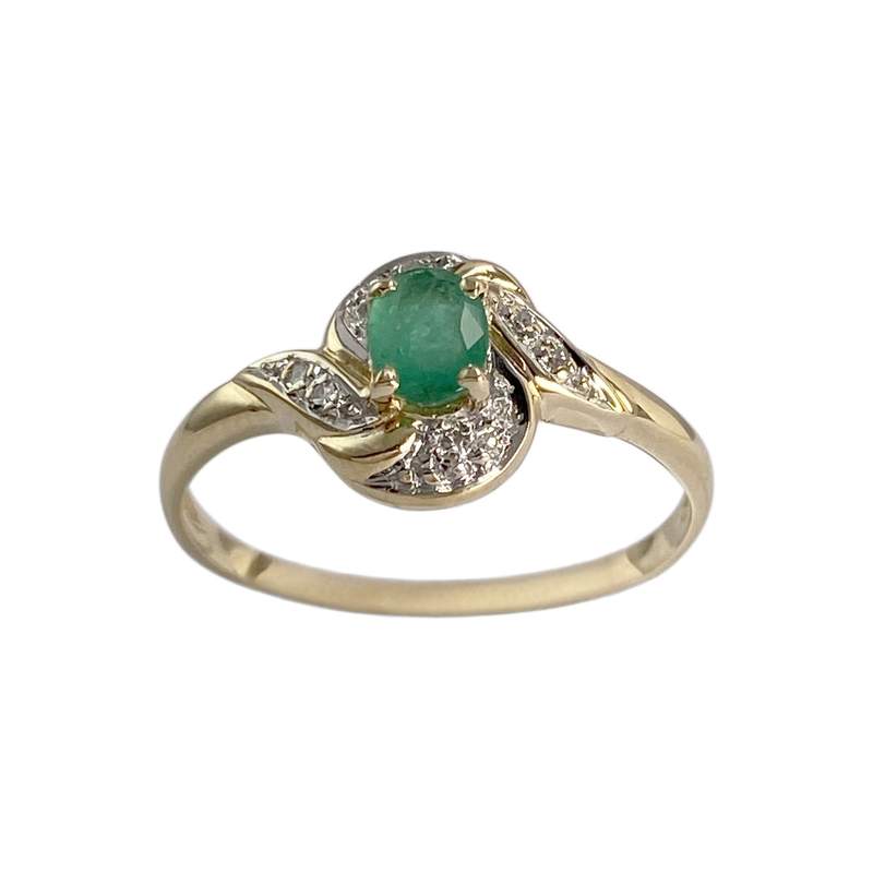 Bague d'occasion  or 750 2 tons diamants émeraude - vue 1