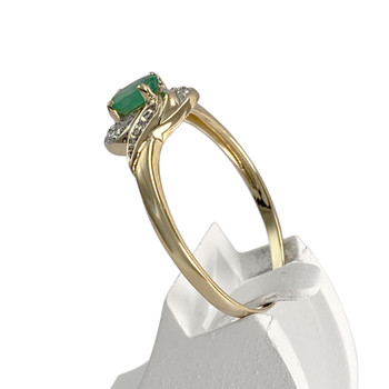 Bague d'occasion  or 750 2 tons diamants émeraude
