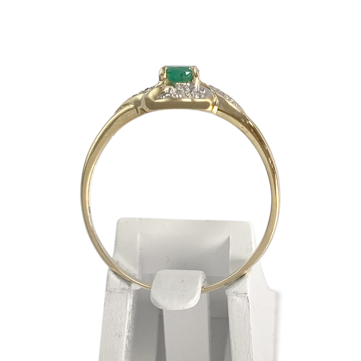 Bague d'occasion  or 750 2 tons diamants émeraude - vue 3